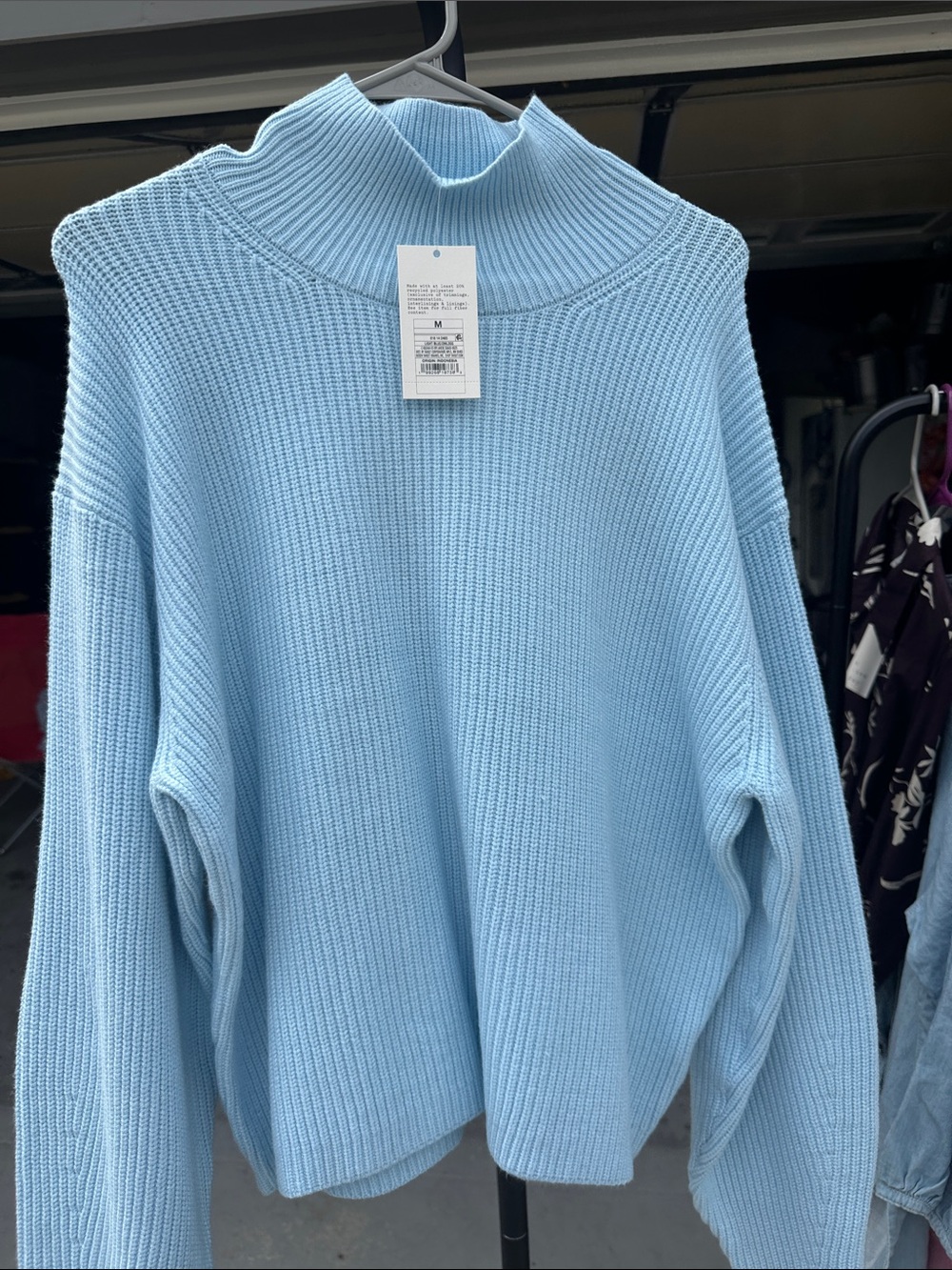 a new day Light Blue Mock Neck Ribbed Sweater